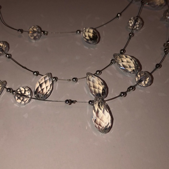 3-Strand Multi-Faceted Crystal Necklace & Earrings - Picture 6 of 7